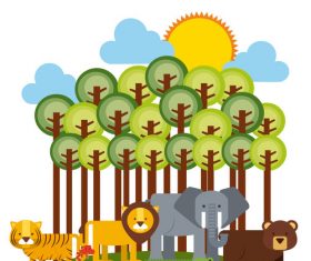 Zoo with cute animals cartoon vector 01