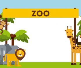 Zoo with cute animals cartoon vector 02