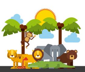 Zoo with cute animals cartoon vector 03
