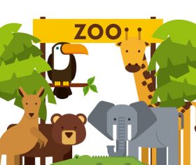 Zoo with cute animals cartoon vector 04