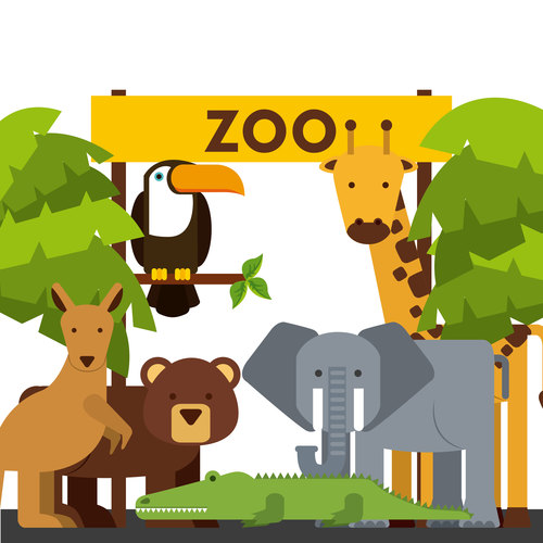 Zoo with cute animals cartoon vector 04 free download