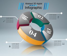 abstract 3d four object infographic template vector 01
