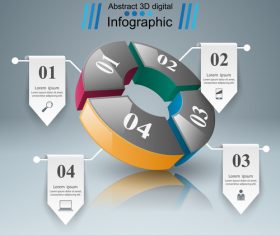 abstract 3d four object infographic template vector 02