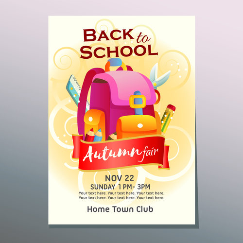 autumn fair back to school poster vector
