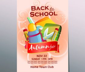 autumn fair back to school poster with stationary vector
