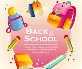 back to school card with school stationary vector