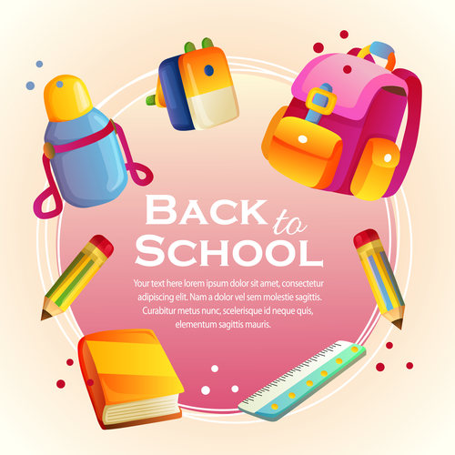 back to school card with school stationary vector