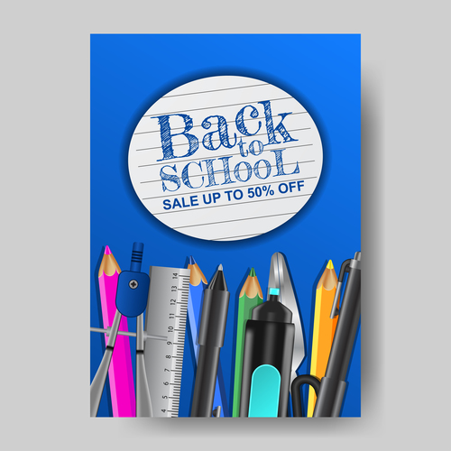 back to school flyer with poster template vector 01