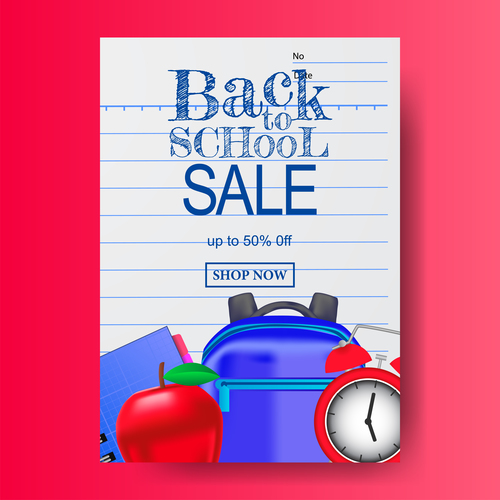 back to school flyer with poster template vector 02