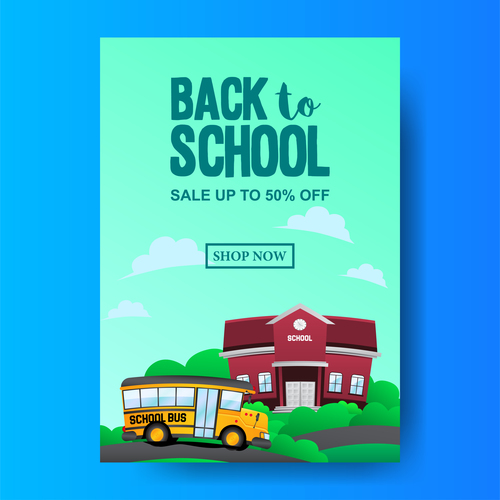 back to school flyer with poster template vector 03