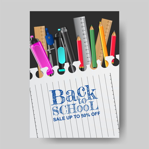back to school flyer with poster template vector 06