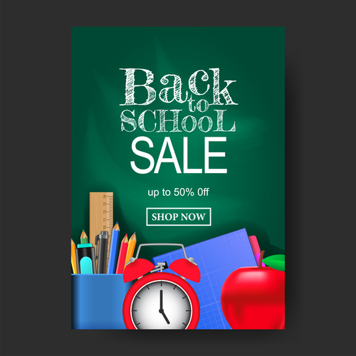 back to school flyer with poster template vector 08