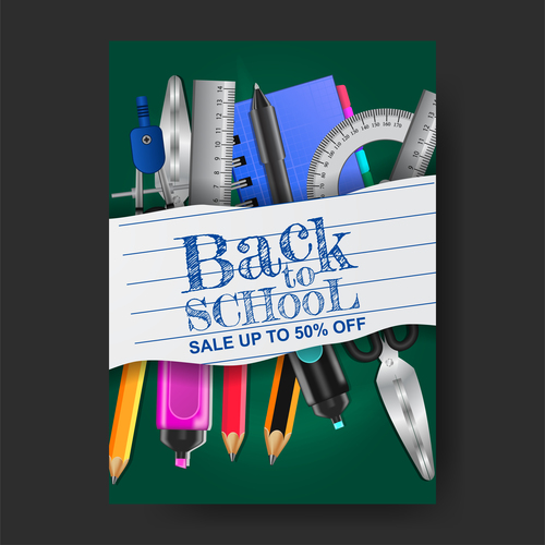 back to school flyer with poster template vector 09