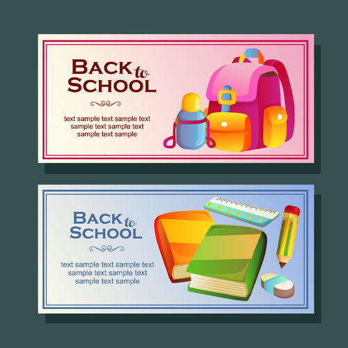 back to school horizontal banner with stationary vector
