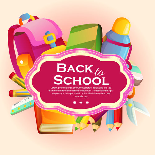 back to school template with stationary vector