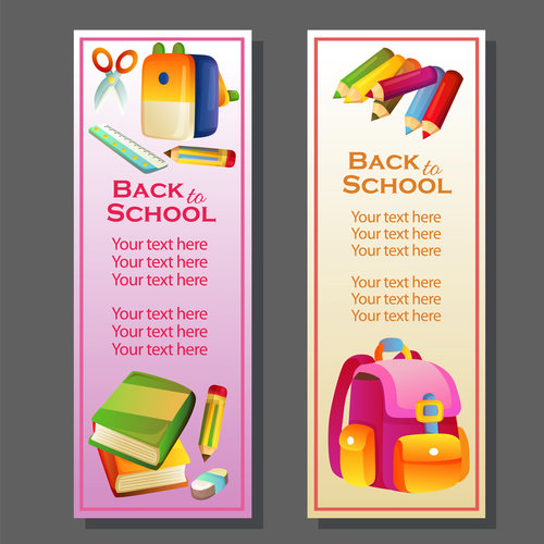 back to school vertical banner with stationary vector