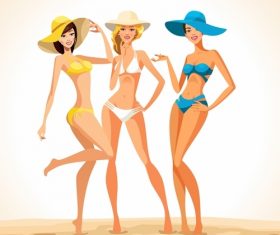 beach women travel vector 01