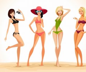 beach women travel vector 02
