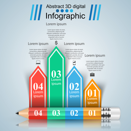 color pencil with option infographic vector