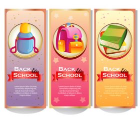 colorful back to school banner collection with stationary vector