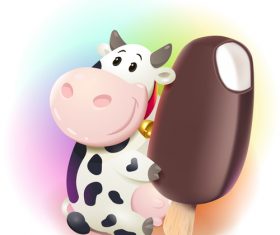 cow with chocolate ice cream vector material