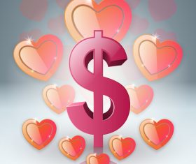 dollar heart illustration vector