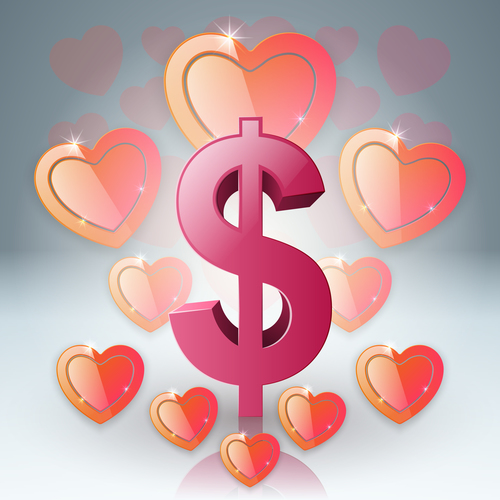 dollar heart illustration vector
