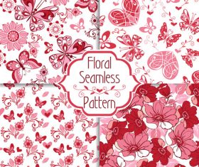 floral seamless pattern with decorative hearts and butterflies vector (1)