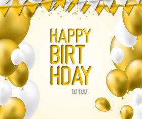 holiday birthday background with golden ballons and confetti vector 01