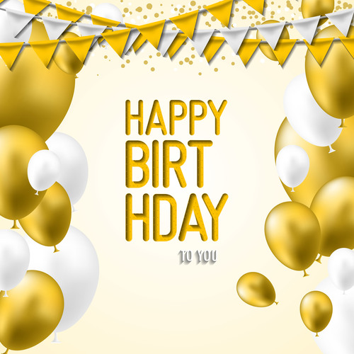 Golden Simple Birthday Background Coloured Ribbon Balloon Birthday  Background Image for Free Download