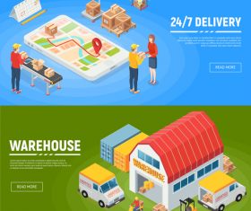 isometric logistics banners vector