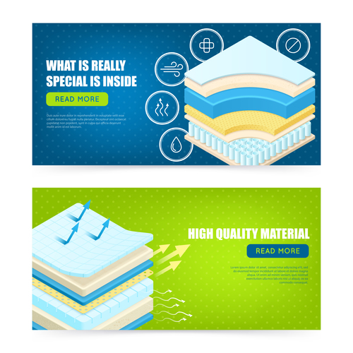 mattress layered material banners vector