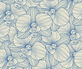 orchid seamless pattern vector 03
