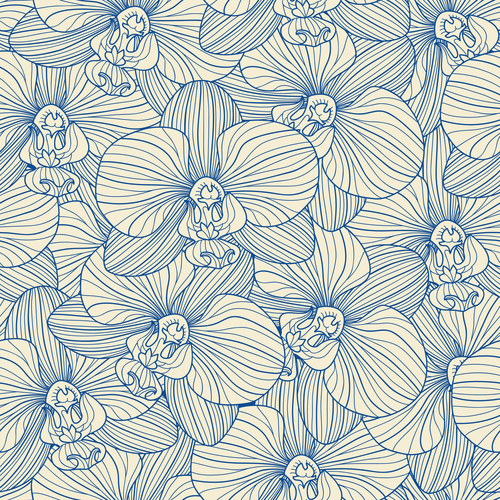 orchid seamless pattern vector 03