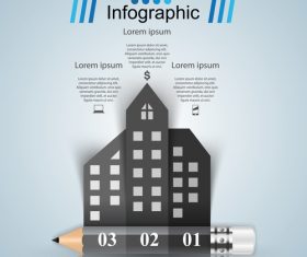pencil city infographic template vectors