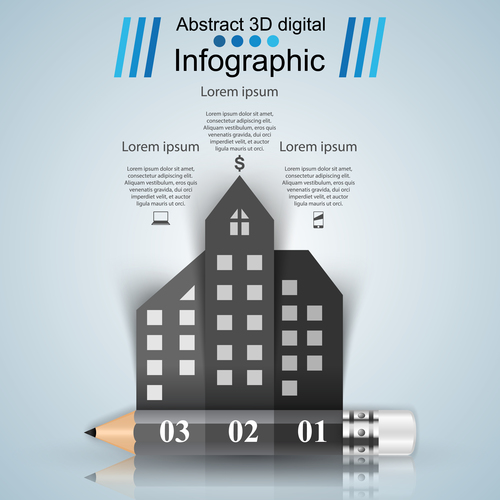 pencil city infographic template vectors