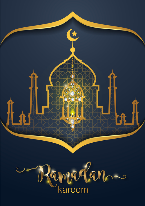 ramadan kareem dark green background vector 02 free download