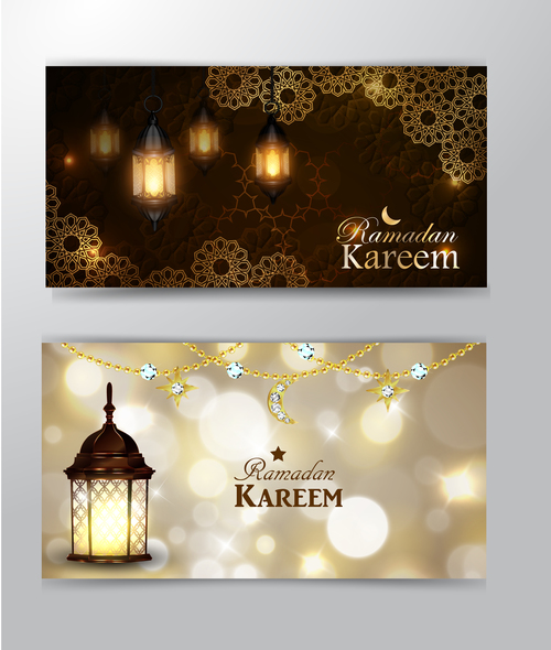 ramadan kareem greeting card template set vector 01
