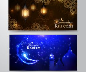 ramadan kareem greeting card template set vector 02