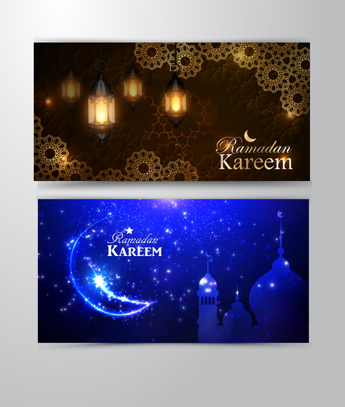ramadan kareem greeting card template set vector 02