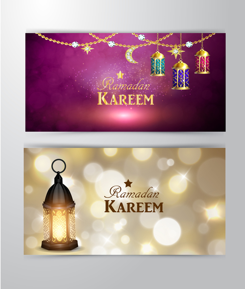 ramadan kareem greeting card template set vector 03