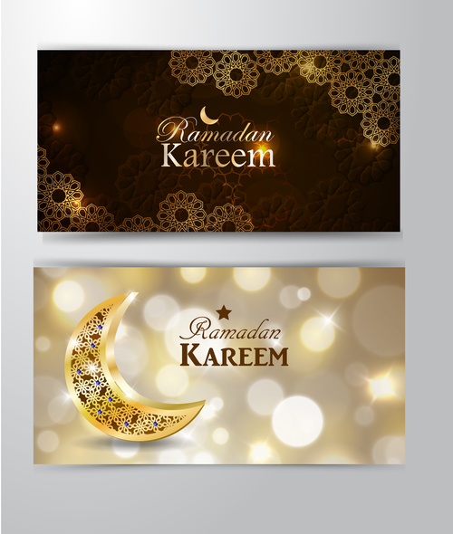 ramadan kareem greeting card template set vector 04