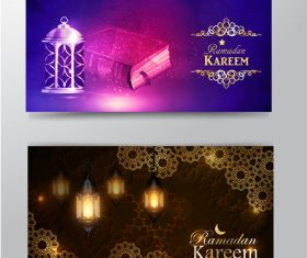 ramadan kareem greeting card template set vector 05