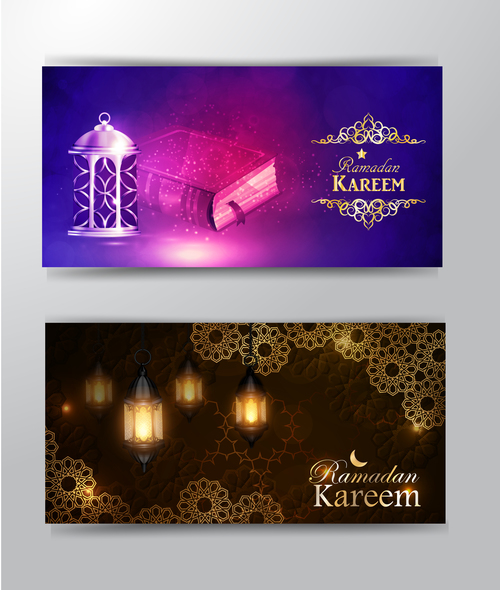 ramadan kareem greeting card template set vector 05