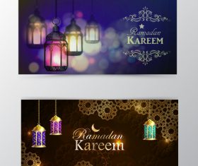 ramadan kareem greeting card template set vector 06