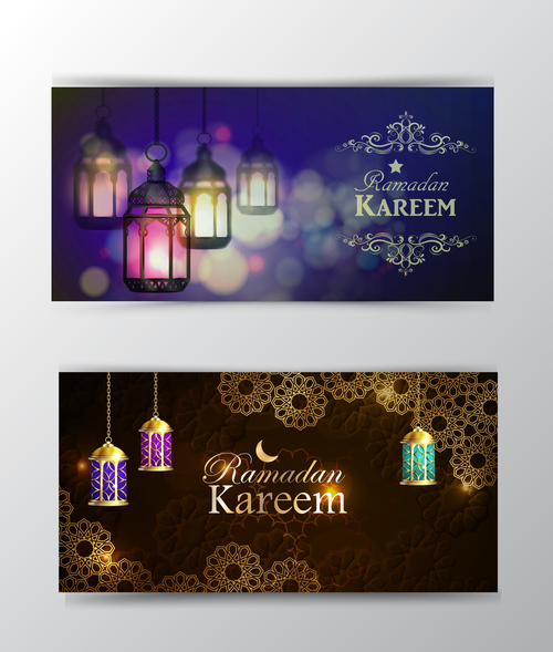 ramadan kareem greeting card template set vector 06