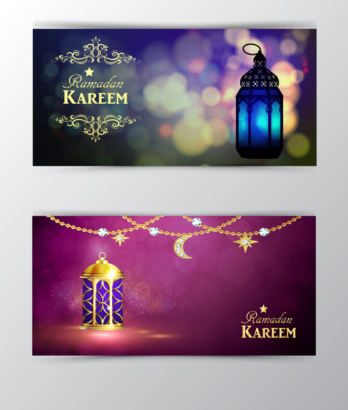 ramadan kareem greeting card template set vector 07