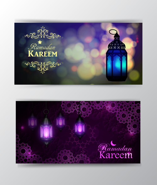 ramadan kareem greeting card template set vector 08