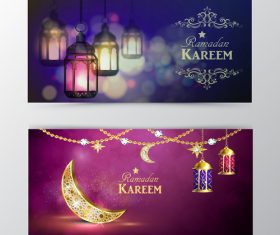 ramadan kareem greeting card template set vector 09