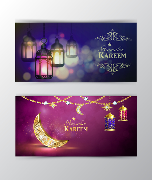 ramadan kareem greeting card template set vector 09